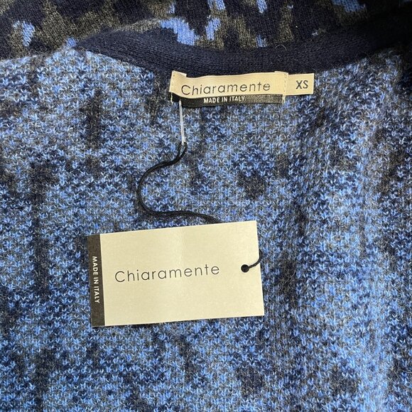 CHIARAMENTE CARDIGAN SWEATER WOMENS XS WOOL BLEND OVERSIZED BLUE 3/4 SLEEVE NWT - Picture 7 of 11